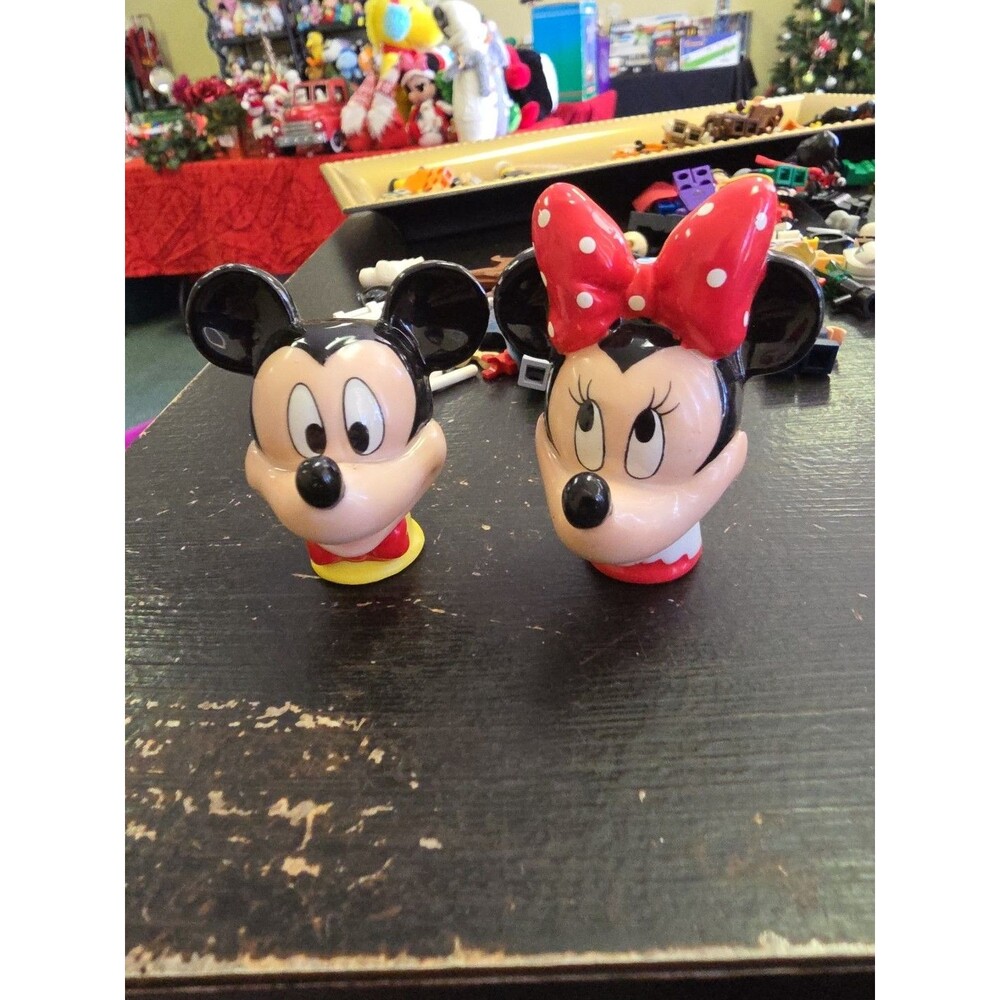 Vtg Enesco Disney Mickey & Minnie Mouse Porcelain Thimble Figures Pair 1.75”